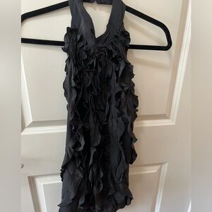 100% Silk BCBG Ruffle Open Back Top